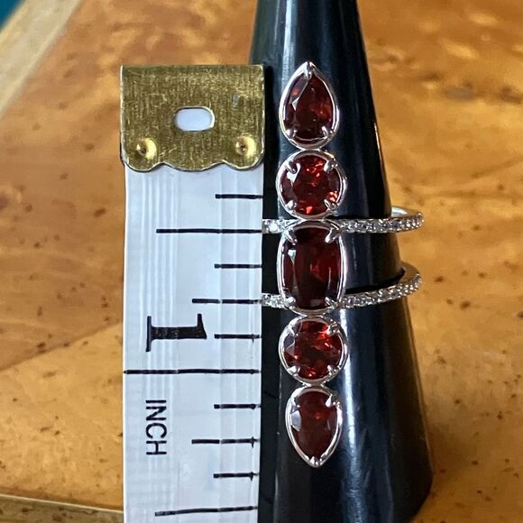 Natural Vermelho Red Garnet Sterling Silver Ring Size 8 - Picture 7 of 9